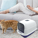 Maxbell Hooded Cat Litter Box Enclosed Cat Toilet Removable Cat Litter Tray Durable Blue