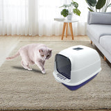 Maxbell Hooded Cat Litter Box Enclosed Cat Toilet Removable Cat Litter Tray Durable Blue