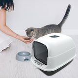 Maxbell Hooded Cat Litter Box Enclosed Cat Toilet Removable Cat Litter Tray Durable Black