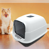 Maxbell Hooded Cat Litter Box Enclosed Cat Toilet Removable Cat Litter Tray Durable Black