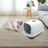 Maxbell Hooded Cat Litter Box Enclosed Cat Toilet Removable Cat Litter Tray Durable Black