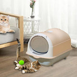 Maxbell Hooded Cat Litter Box Enclosed and Covered Detachable with Front Door Flap Light  Pink