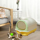 Maxbell Hooded Cat Litter Box Enclosed and Covered Detachable with Front Door Flap Light  Green