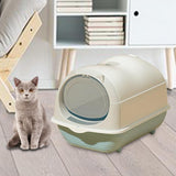 Maxbell Hooded Cat Litter Box Enclosed and Covered Detachable with Front Door Flap Light  Gray
