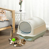 Maxbell Hooded Cat Litter Box Enclosed and Covered Detachable with Front Door Flap Light  Gray