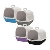 Maxbell Cat Litter Box with Lid Portable Anti Splashing Easy Tidy Handle blue