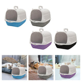 Maxbell Cat Litter Box with Lid Portable Anti Splashing Easy Tidy Handle blue