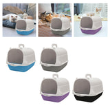 Maxbell Cat Litter Box with Lid Portable Anti Splashing Easy Tidy Handle blue