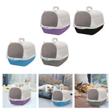 Maxbell Cat Litter Box with Lid Portable Anti Splashing Easy Tidy Handle blue