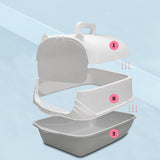 Maxbell Cat Litter Box with Lid Portable Anti Splashing Easy Tidy Handle blue