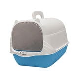 Maxbell Cat Litter Box with Lid Portable Anti Splashing Easy Tidy Handle blue