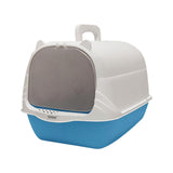 Maxbell Cat Litter Box with Lid Portable Anti Splashing Easy Tidy Handle blue