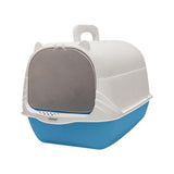 Maxbell Cat Litter Box with Lid Portable Anti Splashing Easy Tidy Handle blue