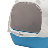 Maxbell Cat Litter Box with Lid Portable Anti Splashing Easy Tidy Handle blue