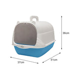 Maxbell Cat Litter Box with Lid Portable Anti Splashing Easy Tidy Handle blue