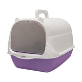 Maxbell Cat Litter Box with Lid Portable Anti Splashing Easy Tidy Handle violet
