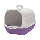 Maxbell Cat Litter Box with Lid Portable Anti Splashing Easy Tidy Handle violet
