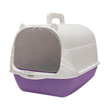 Maxbell Cat Litter Box with Lid Portable Anti Splashing Easy Tidy Handle violet