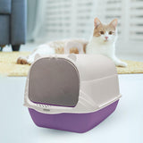 Maxbell Cat Litter Box with Lid Portable Anti Splashing Easy Tidy Handle violet