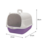 Maxbell Cat Litter Box with Lid Portable Anti Splashing Easy Tidy Handle violet