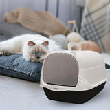 Maxbell Cat Litter Box with Lid Portable Anti Splashing Easy Tidy Handle black