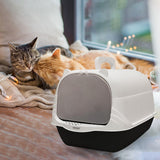Maxbell Cat Litter Box with Lid Portable Anti Splashing Easy Tidy Handle black