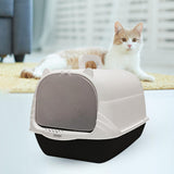 Maxbell Cat Litter Box with Lid Portable Anti Splashing Easy Tidy Handle black