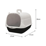 Maxbell Cat Litter Box with Lid Portable Anti Splashing Easy Tidy Handle black