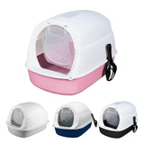 Maxbell Cat Litter Box Easy to Clean with Scatter Shield Splash Proof with Door Blue