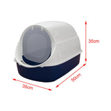 Maxbell Cat Litter Box Easy to Clean with Scatter Shield Splash Proof with Door Blue