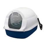 Maxbell Cat Litter Box Easy to Clean with Scatter Shield Splash Proof with Door Blue