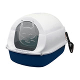 Maxbell Cat Litter Box Easy to Clean with Scatter Shield Splash Proof with Door Blue