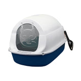 Maxbell Cat Litter Box Easy to Clean with Scatter Shield Splash Proof with Door Blue