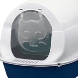 Maxbell Cat Litter Box Easy to Clean with Scatter Shield Splash Proof with Door Blue