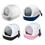 Maxbell Cat Litter Box Easy to Clean with Scatter Shield Splash Proof with Door Blue