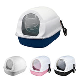 Maxbell Cat Litter Box Easy to Clean with Scatter Shield Splash Proof with Door Blue