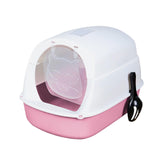 Maxbell Cat Litter Box Easy to Clean with Scatter Shield Splash Proof with Door Pink