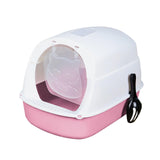 Maxbell Cat Litter Box Easy to Clean with Scatter Shield Splash Proof with Door Pink