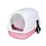 Maxbell Cat Litter Box Easy to Clean with Scatter Shield Splash Proof with Door Pink
