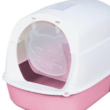 Maxbell Cat Litter Box Easy to Clean with Scatter Shield Splash Proof with Door Pink