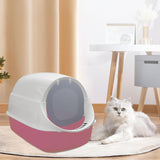 Maxbell Cat Litter Box Easy to Clean with Scatter Shield Splash Proof with Door Pink