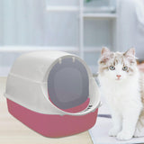 Maxbell Cat Litter Box Easy to Clean with Scatter Shield Splash Proof with Door Pink