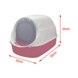 Maxbell Cat Litter Box Easy to Clean with Scatter Shield Splash Proof with Door Pink