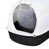 Maxbell Cat Litter Box Easy to Clean with Scatter Shield Splash Proof with Door Black