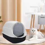 Maxbell Cat Litter Box Easy to Clean with Scatter Shield Splash Proof with Door Black