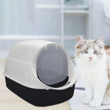 Maxbell Cat Litter Box Easy to Clean with Scatter Shield Splash Proof with Door Black