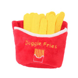 Maxbell Dog Squeak Food Shaped Chew Toy Durable Doll for Medium Large Dogs Fries 15x15cm