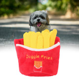 Maxbell Dog Squeak Food Shaped Chew Toy Durable Doll for Medium Large Dogs Fries 15x15cm