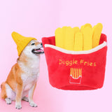 Maxbell Dog Squeak Food Shaped Chew Toy Durable Doll for Medium Large Dogs Fries 15x15cm