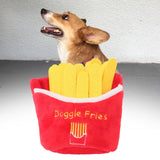 Maxbell Dog Squeak Food Shaped Chew Toy Durable Doll for Medium Large Dogs Fries 15x15cm